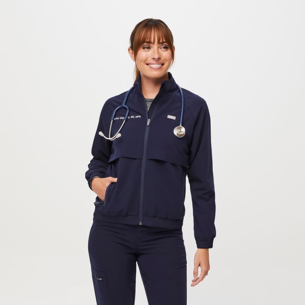FIGS Women's Navy Sydney Performance Scrub Jacket Size Large
